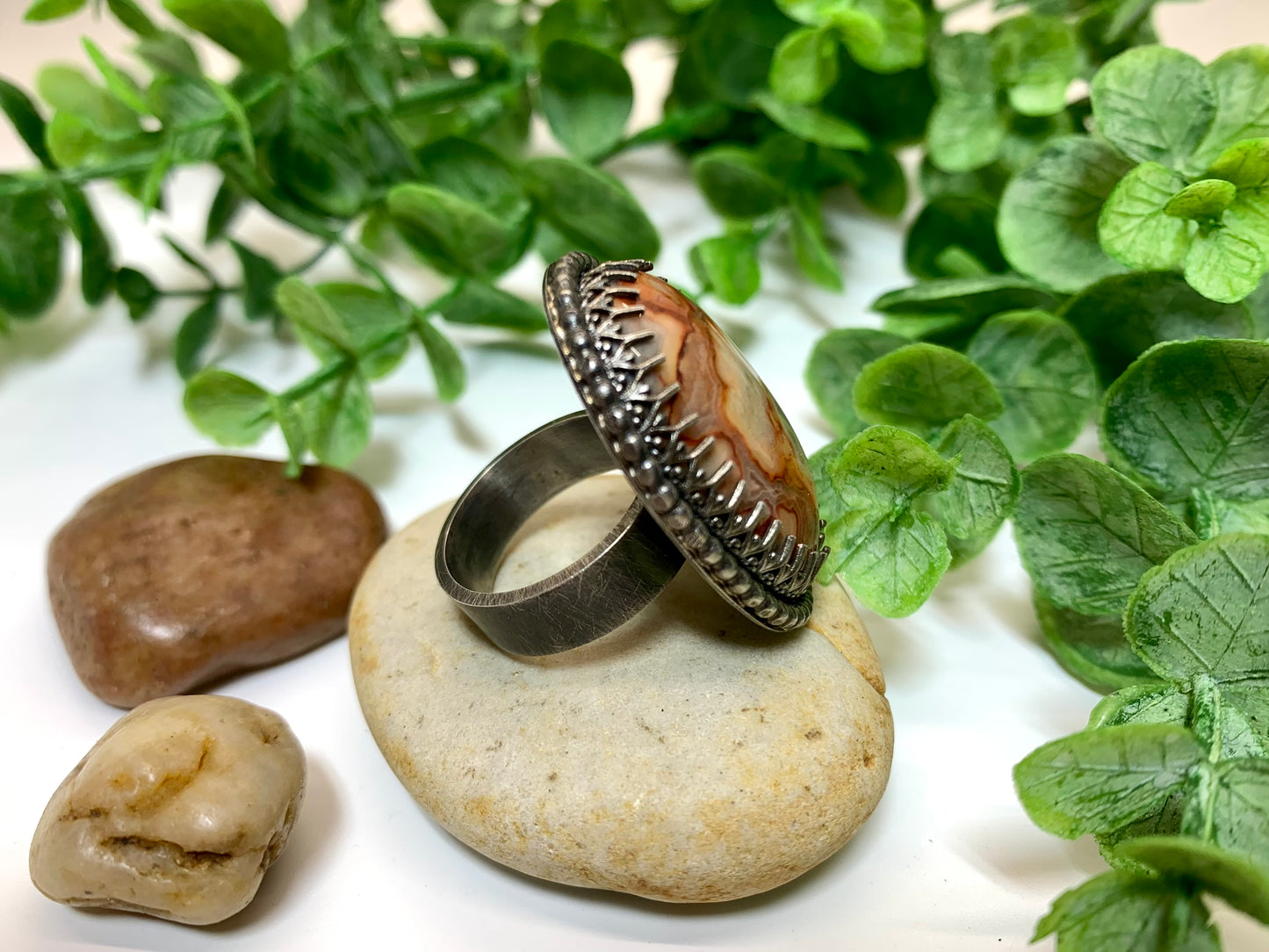 Crazy Lace Agate Sterling Silver Custom size Ring