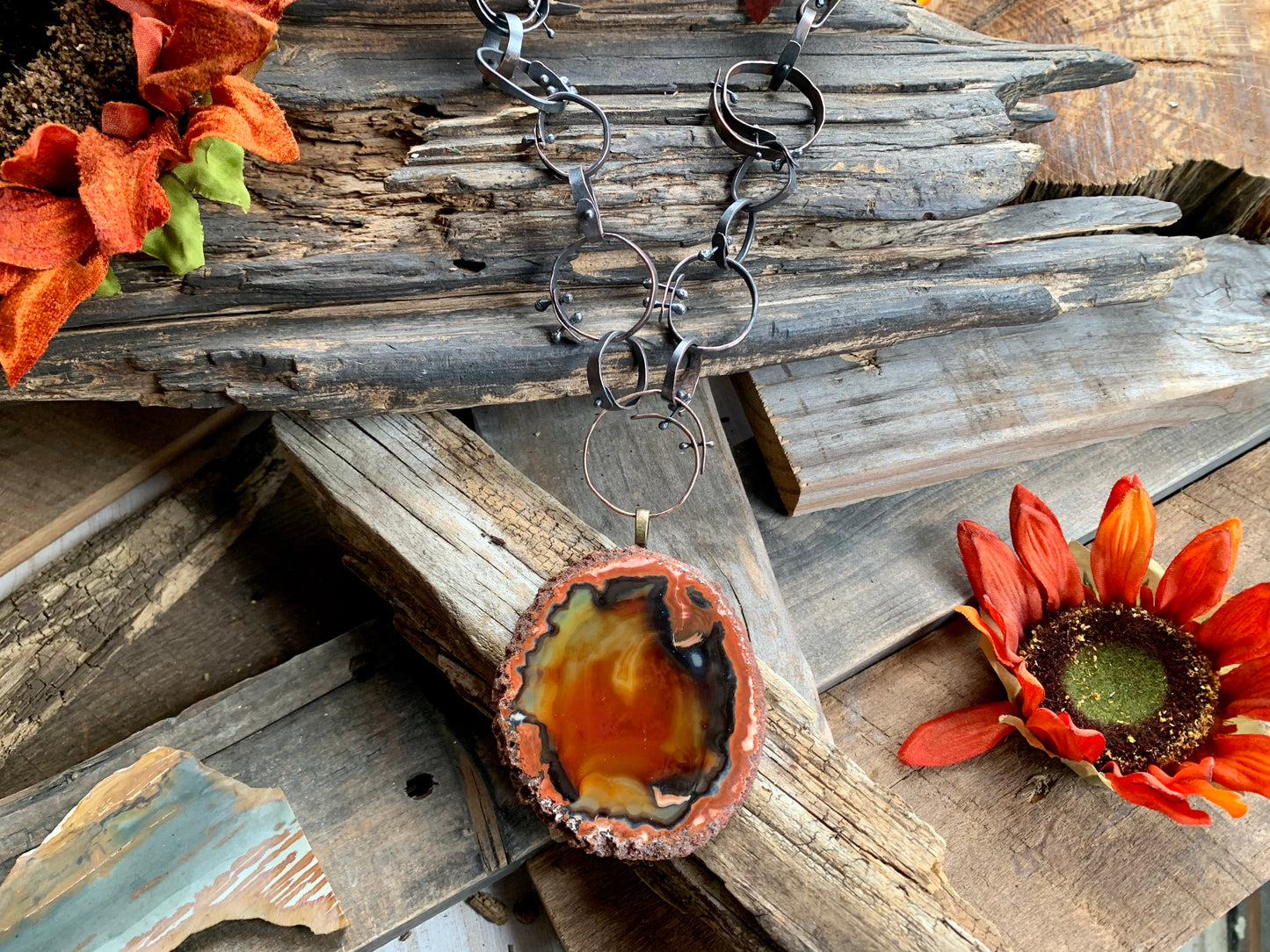 Fall Collection Autumn Agate Link Necklace