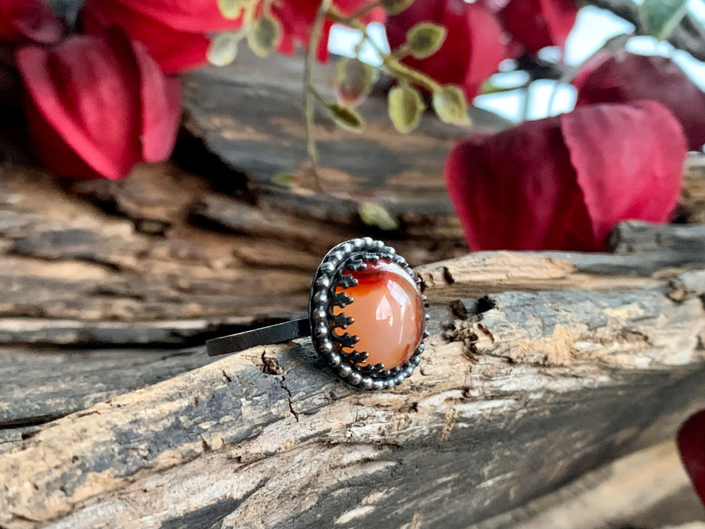 Carnelian Sterling Stacker Ring (1 pc.) Sz. 7