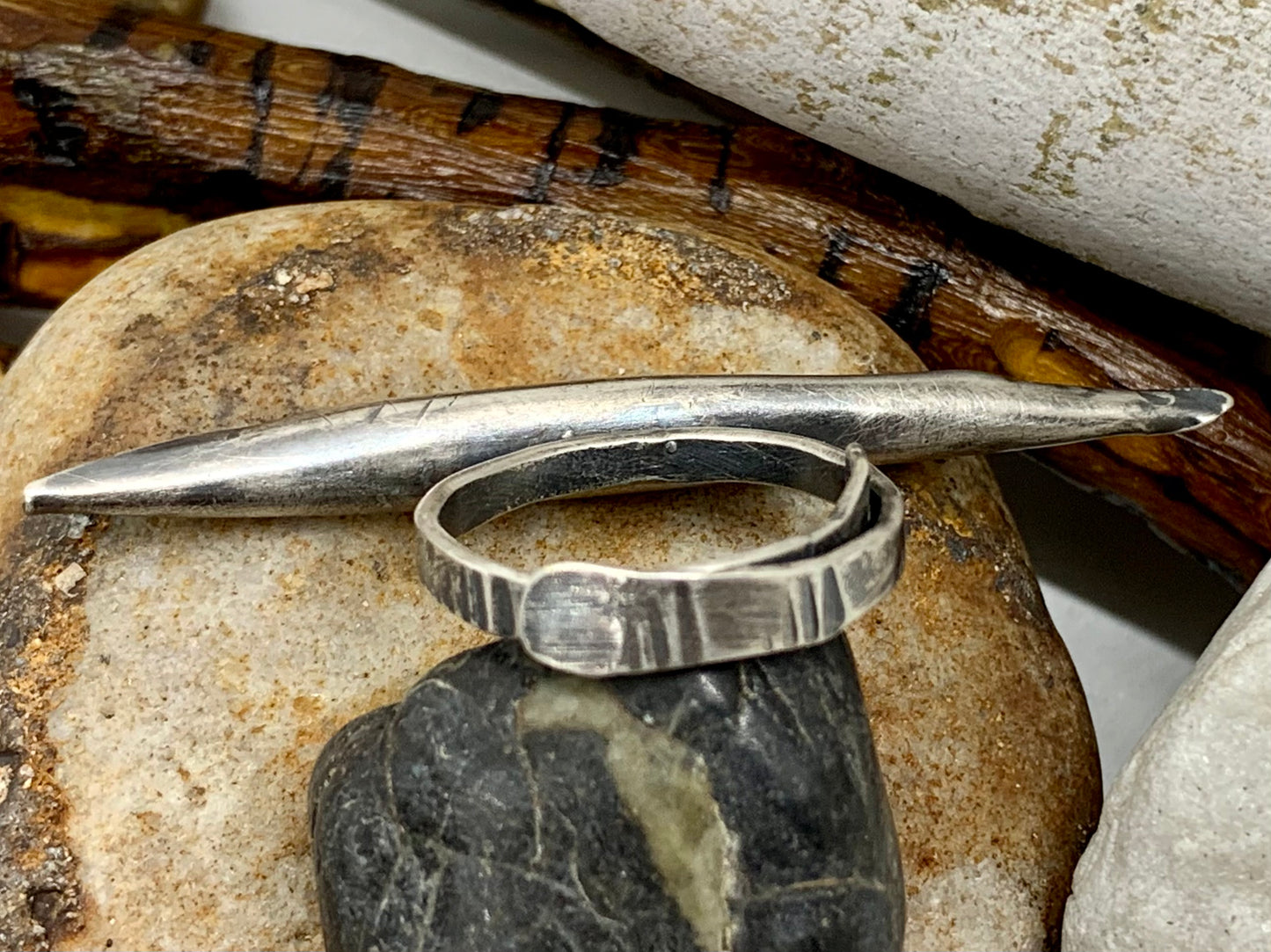 Sterling Silver Metal Formed Adjustable Pod Ring # 1