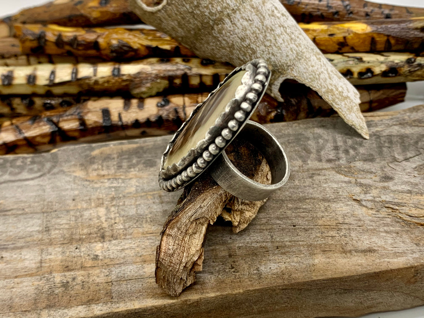 Sterling Silver Imperial Jasper Adjustable Ring