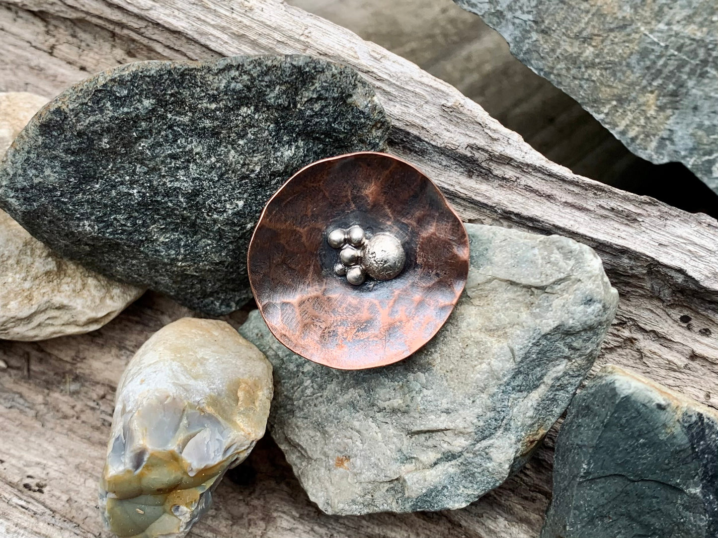Disc Ring Copper and Sterling Silver B