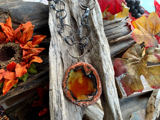 Fall Collection Autumn Agate Link Necklace