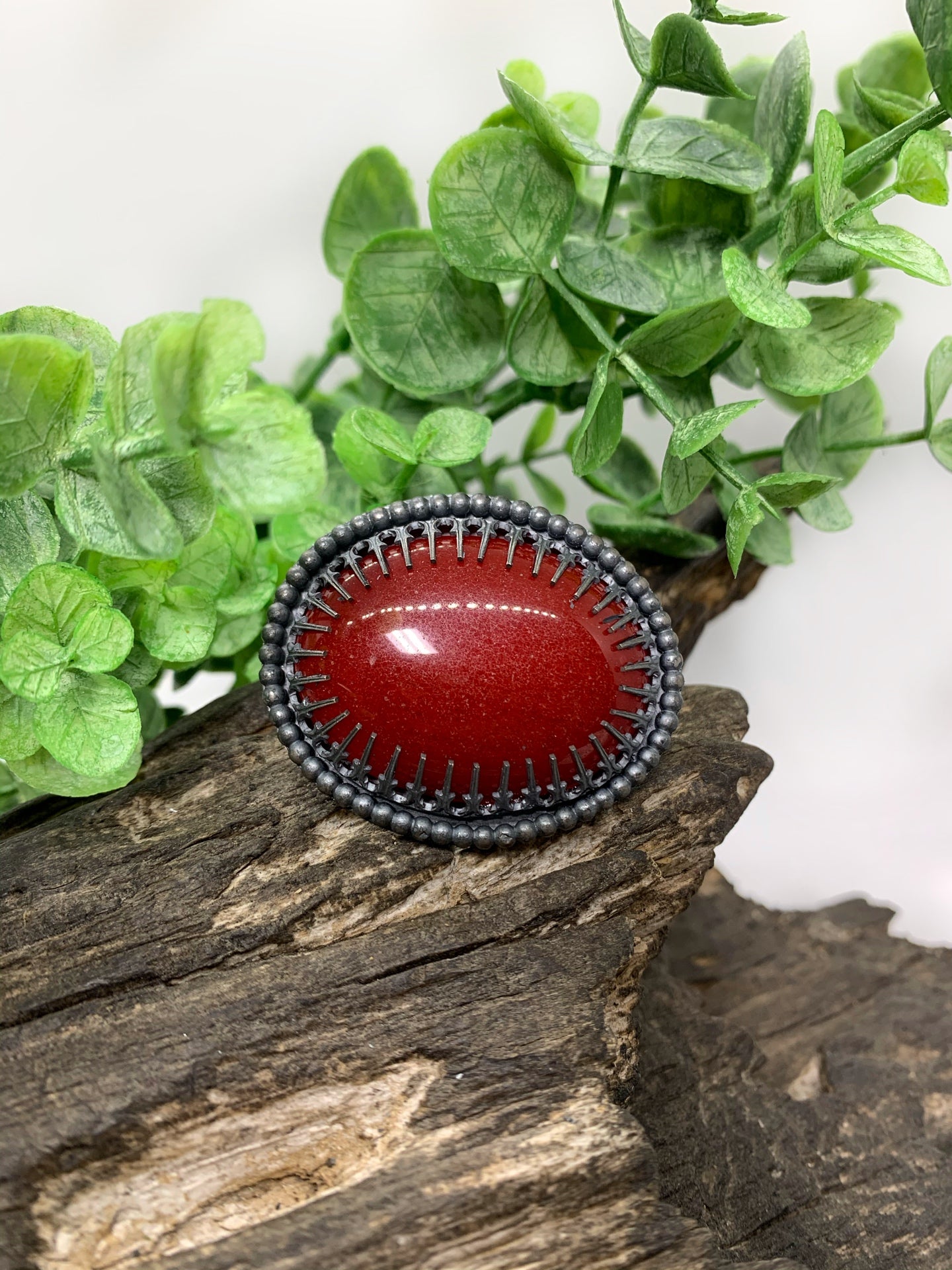 Natural Red Jasper dyed Sterling Silver Custom sized ring