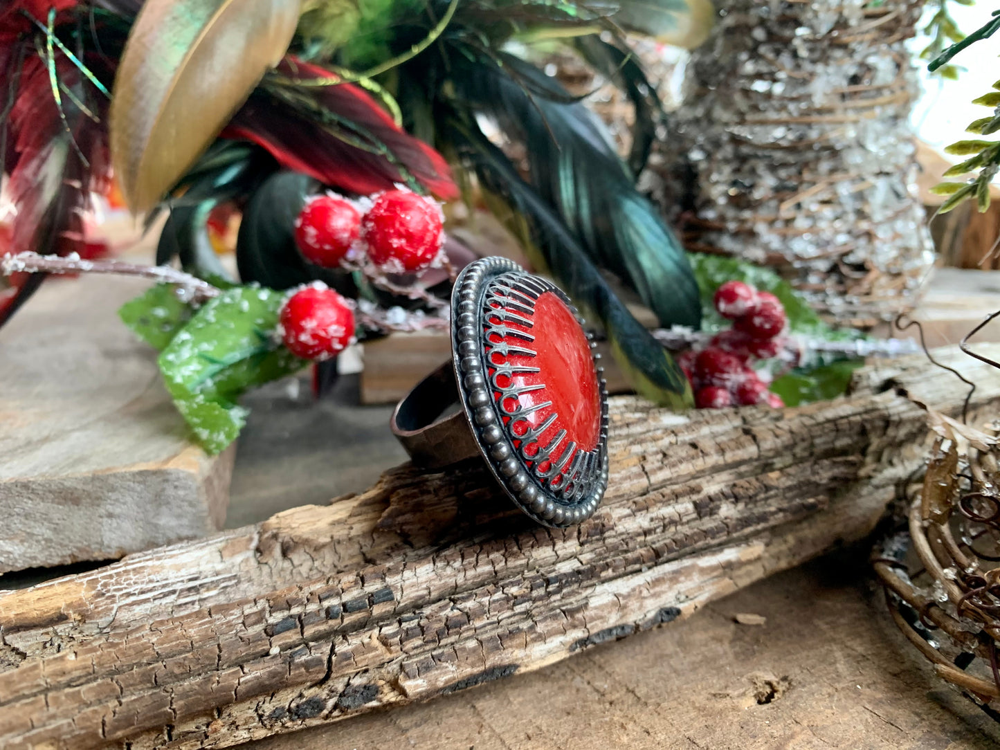 Natural Red Jasper dyed Sterling Silver Custom sized ring