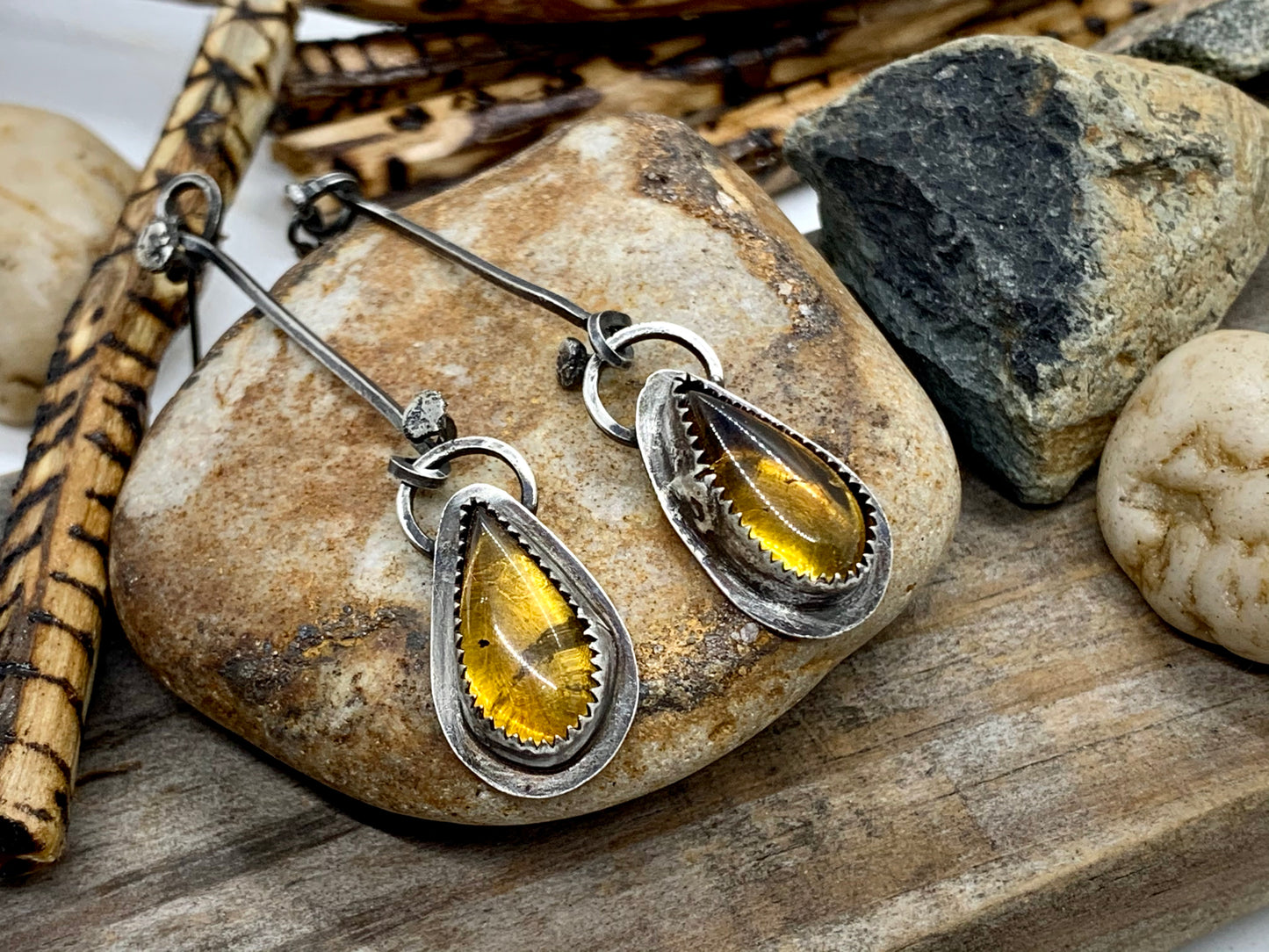 Sterling Silver Amber Earrings