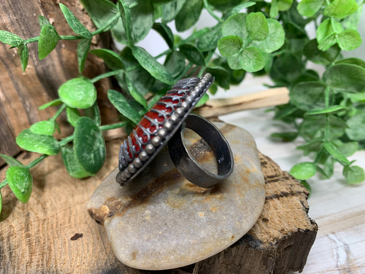 Natural Red Jasper dyed Sterling Silver Custom sized ring