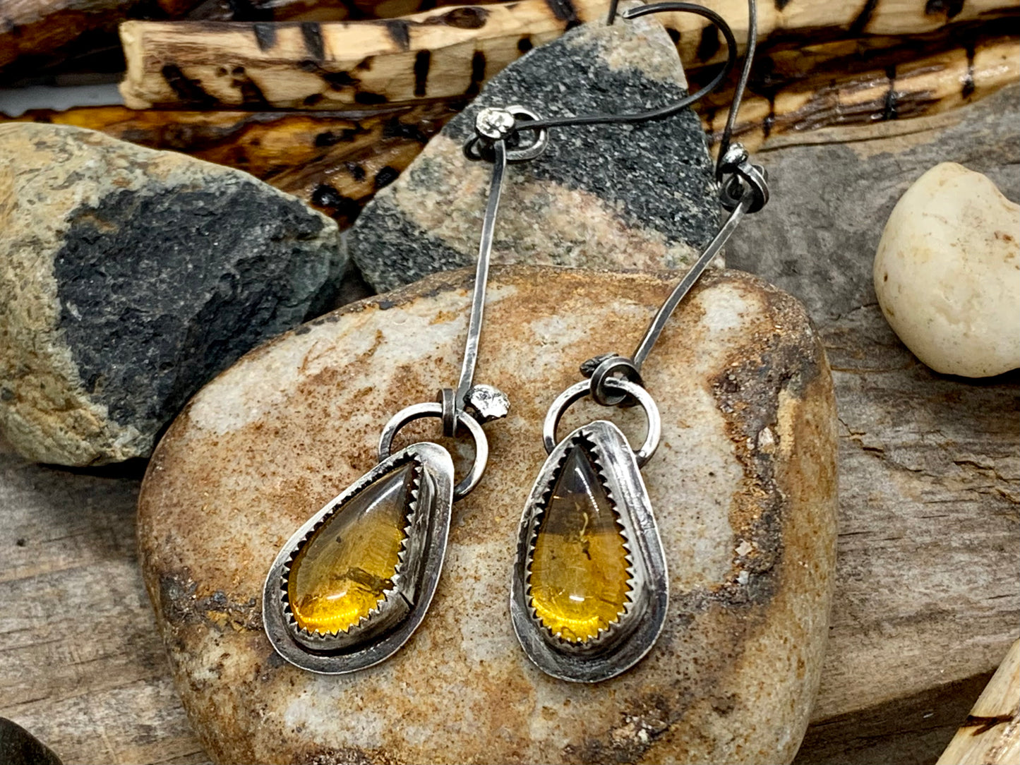 Sterling Silver Amber Earrings