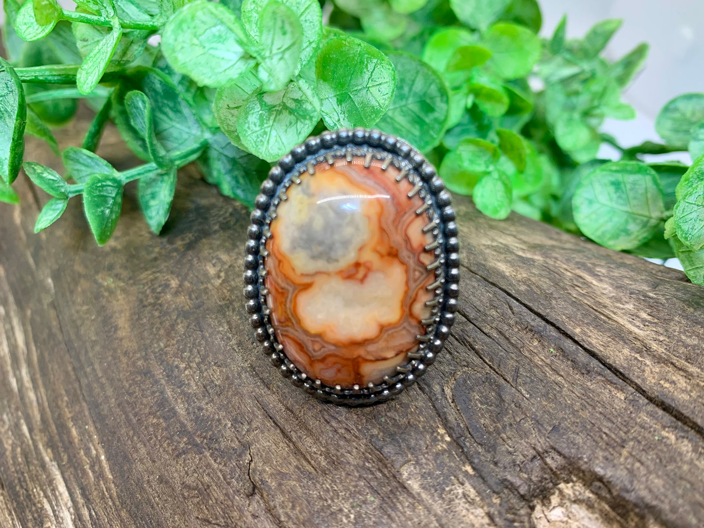 Crazy Lace Agate Sterling Silver Custom size Ring