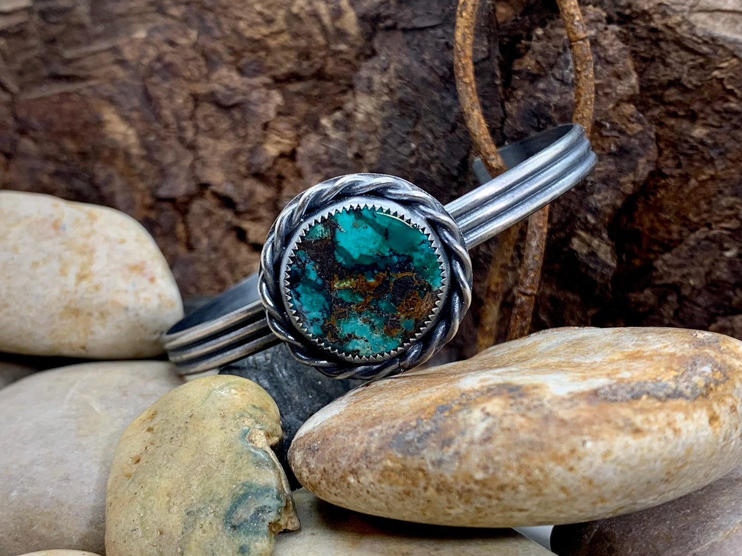 Sterling Silver Hubei Turquoise Open Cuff Style Bracelet # 6
