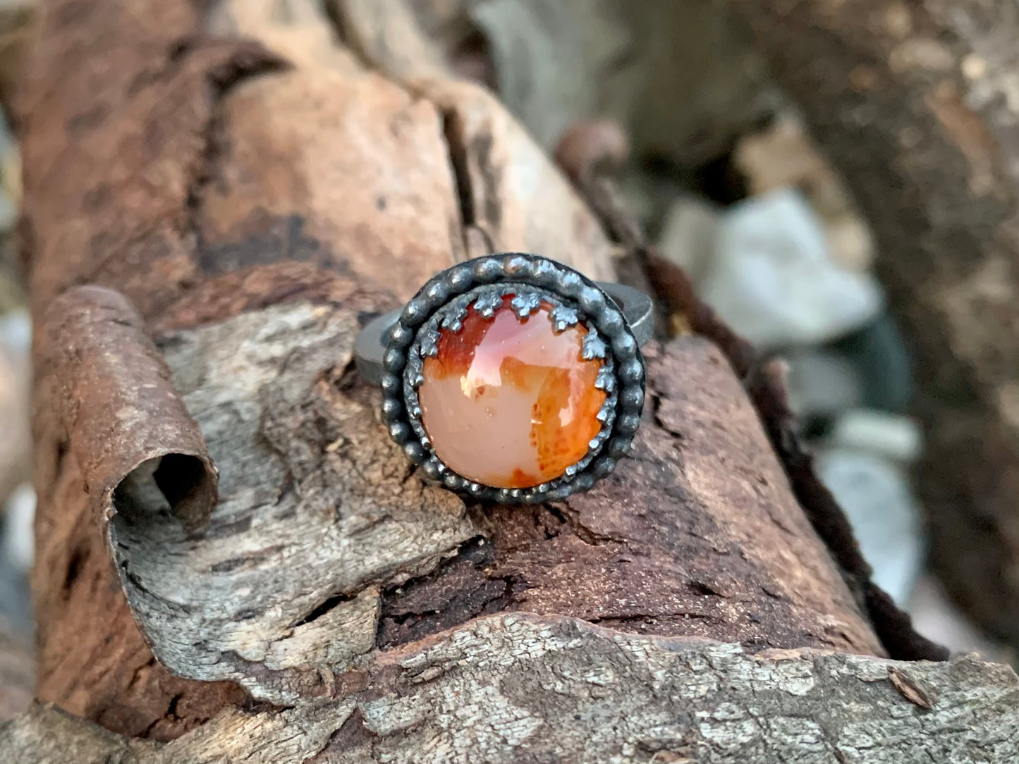 Carnelian Sterling Stacker Ring (1 pc.) Sz. 7