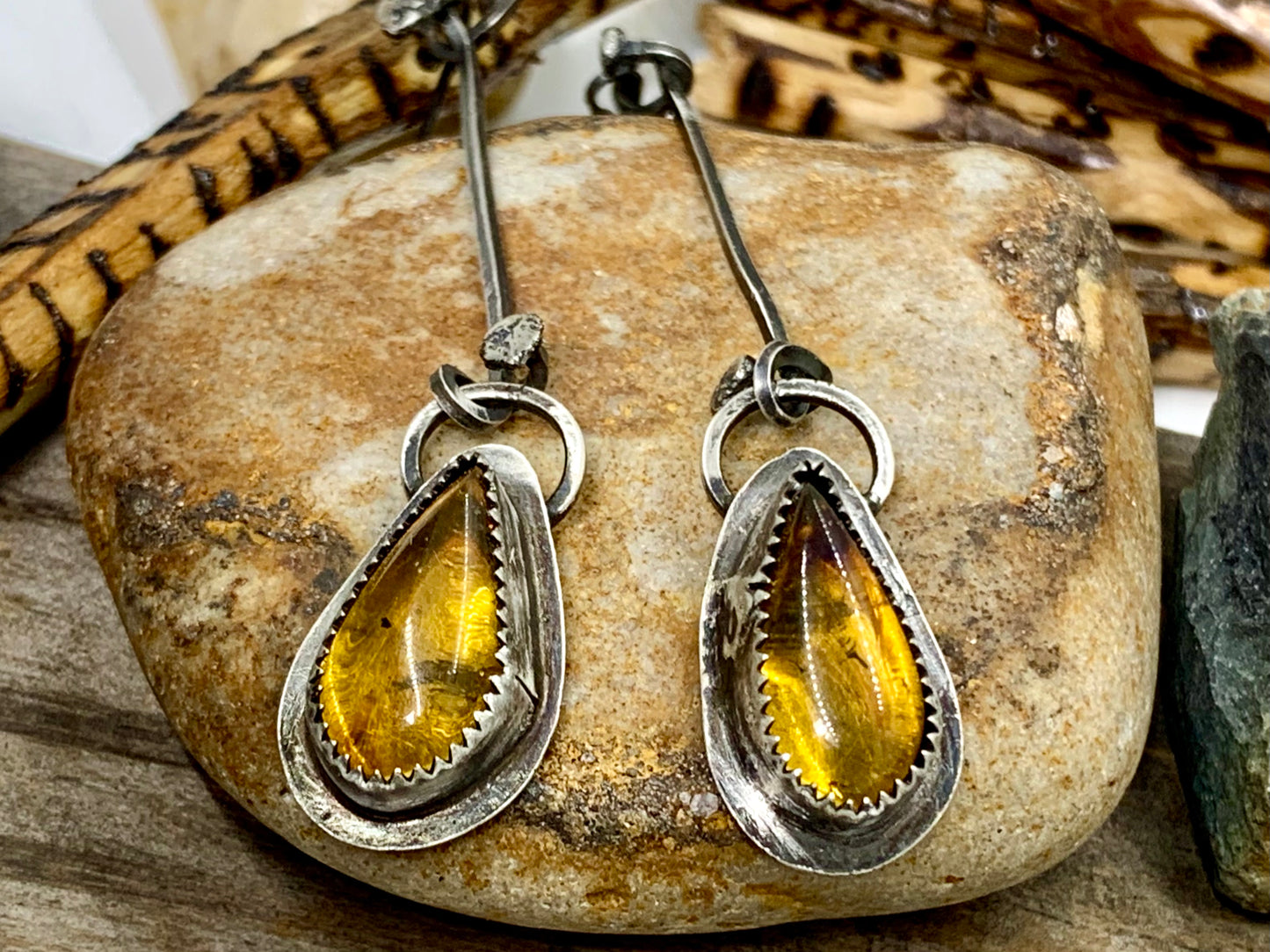 Sterling Silver Amber Earrings