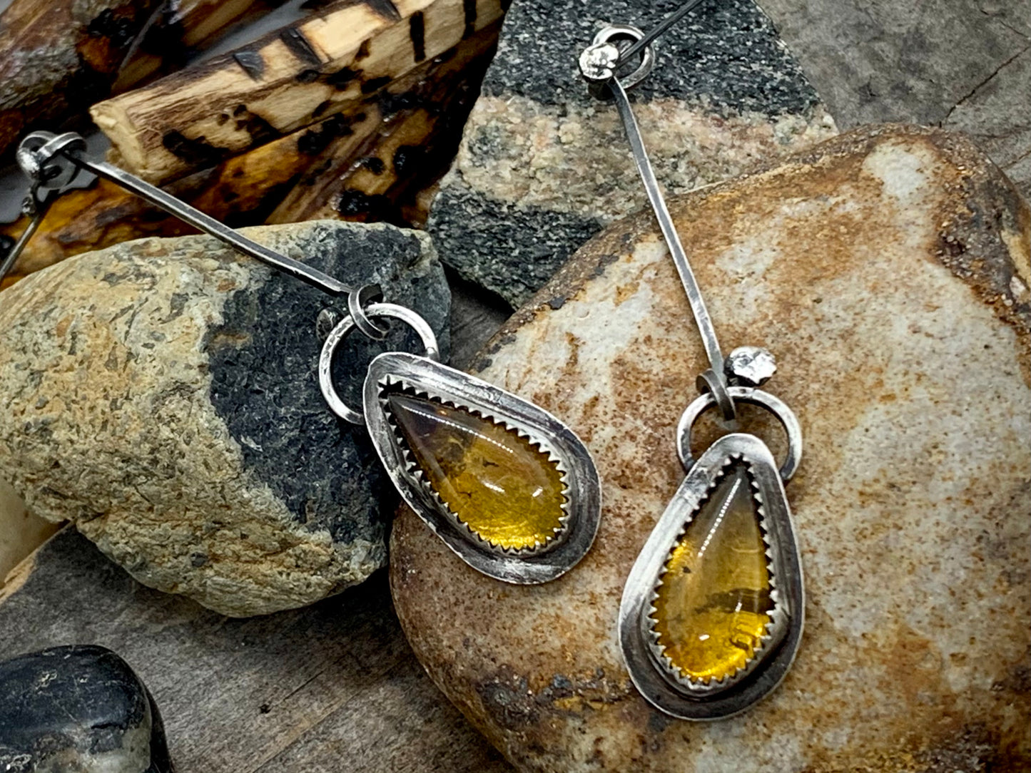 Sterling Silver Amber Earrings