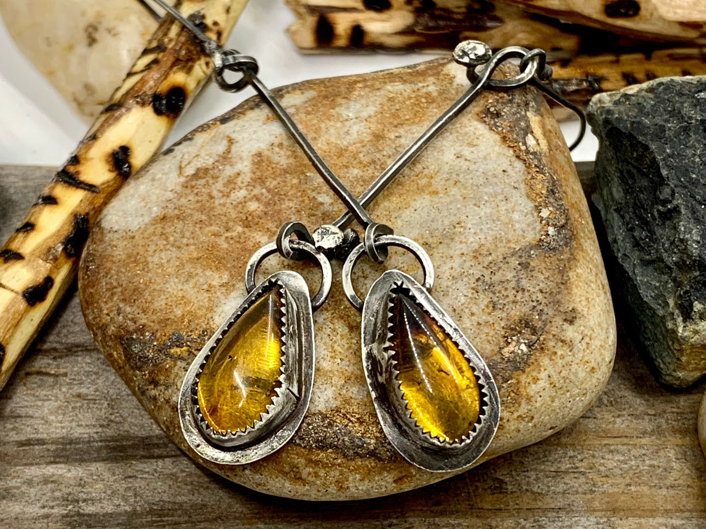 Sterling Silver Amber Earrings