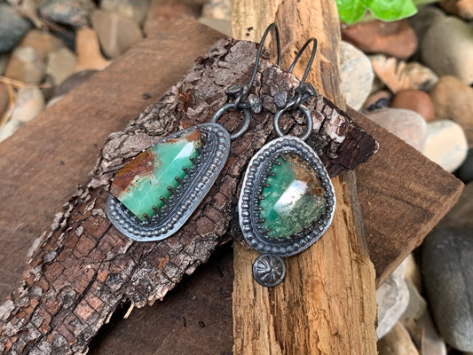 Sterling Silver & Chrysoprase Earrings