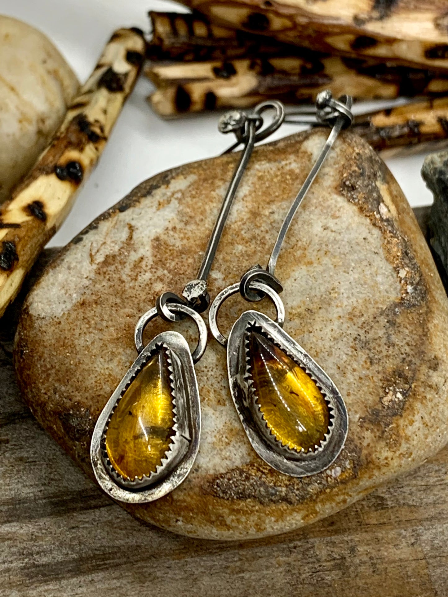 Sterling Silver Amber Earrings