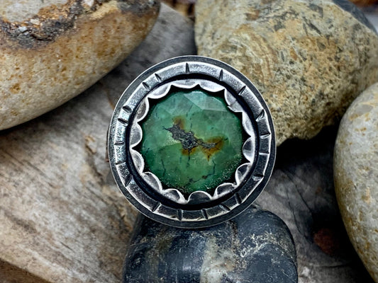 Sterling Silver Copper Hubei Turquoise Adjustable Ring (3)