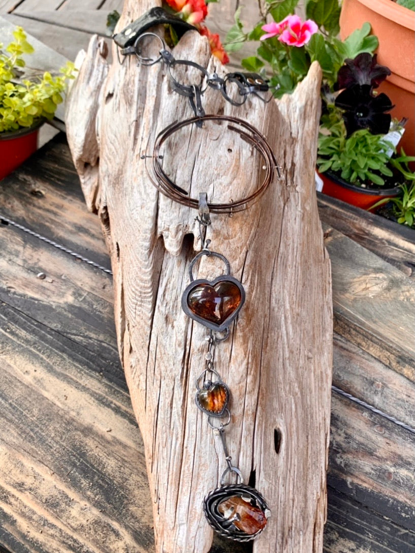 Sterling Silver Bronze Amber Raw Citrine Choker