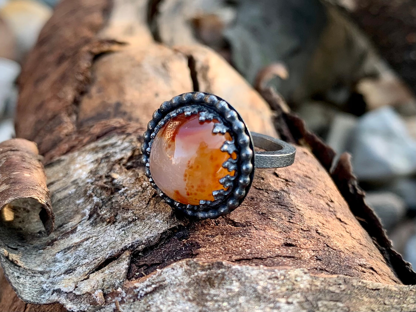 Carnelian Sterling Stacker Ring (1 pc.) Sz. 7