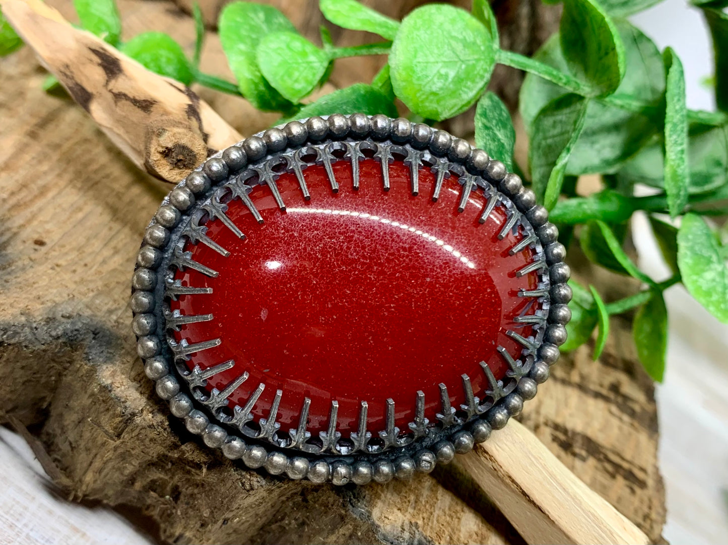 Natural Red Jasper dyed Sterling Silver Custom sized ring